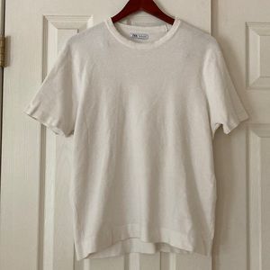 Zara Textured White Tee